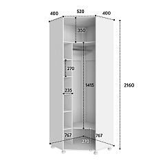 Шкаф угловой Ассоль АС-52К (правый) белое дерево